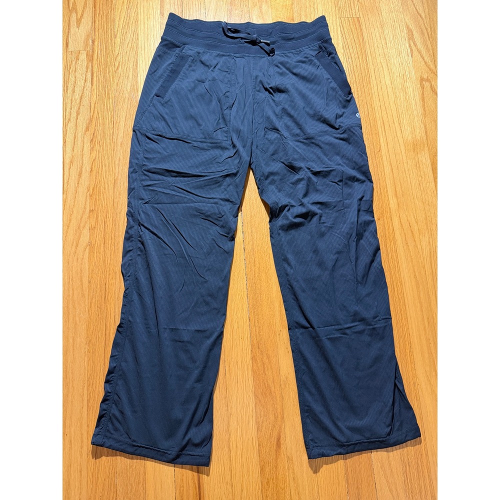 Lululemon Dance Studio Pant III Black Pinstripe Straight Leg Size 10 LW5ENOR